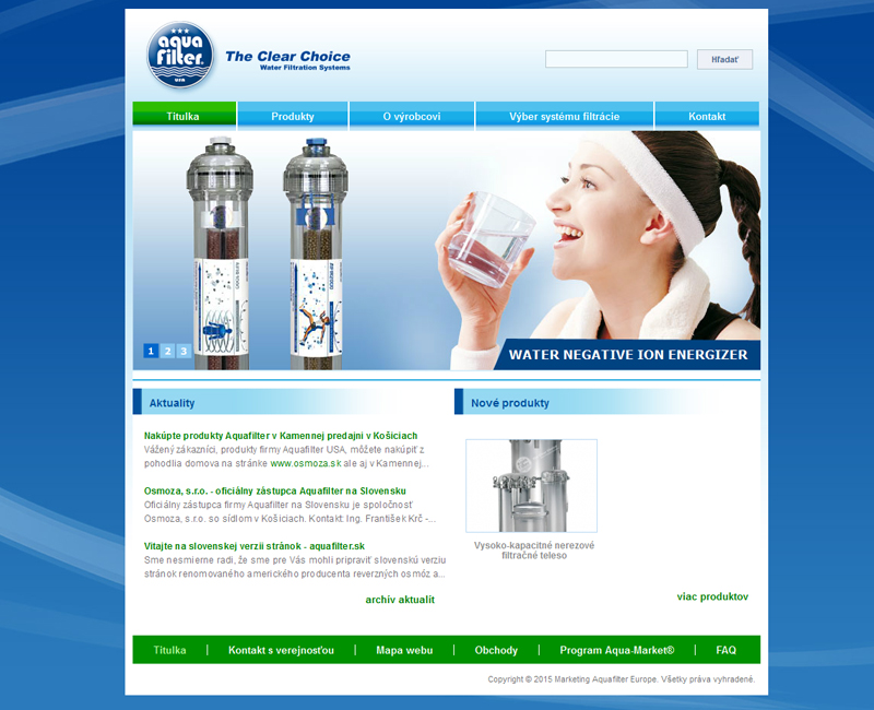 Aquafilter.sk - web pre výhradného slovenského dovozcu reverzných osmóz a vodných filtrov zn. Aquafilter